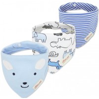 Mom's Care 嬰兒三角口水巾  -  藍色小熊 (3件套裝)